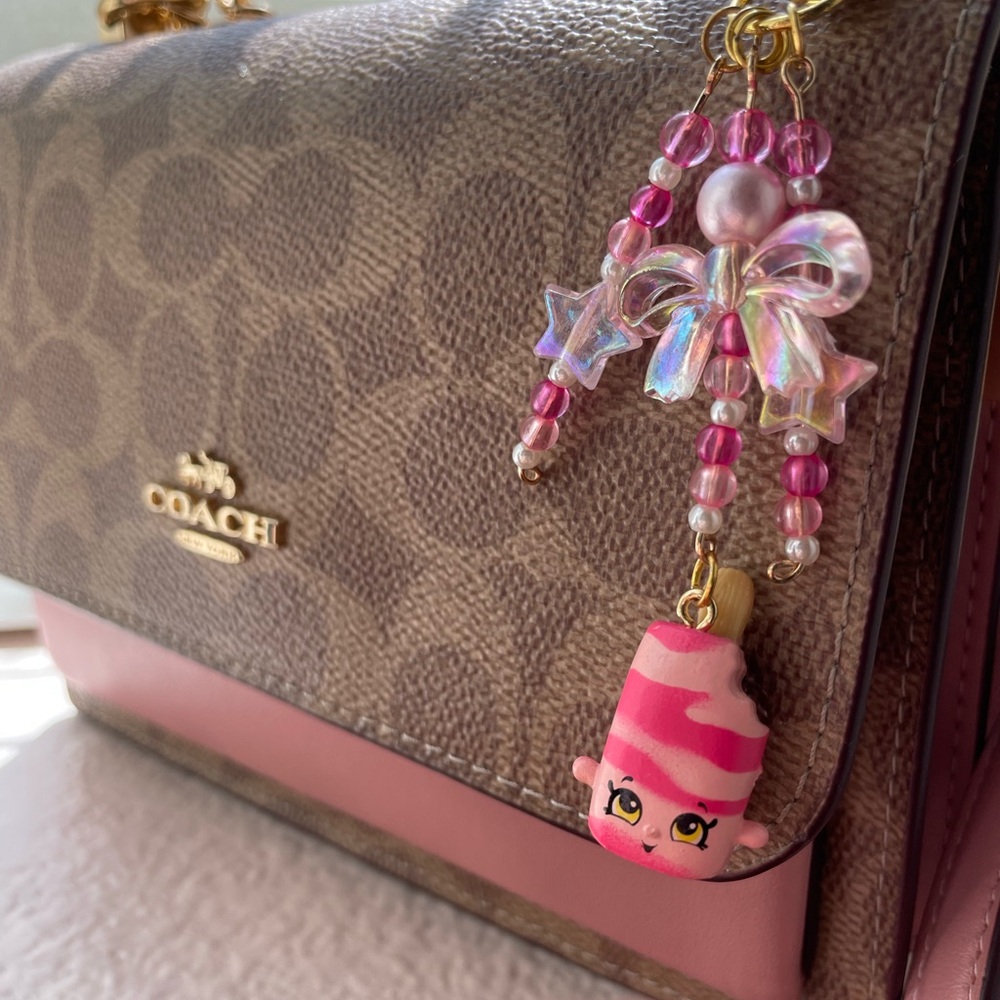 Pink popsicle shopkin keychain
